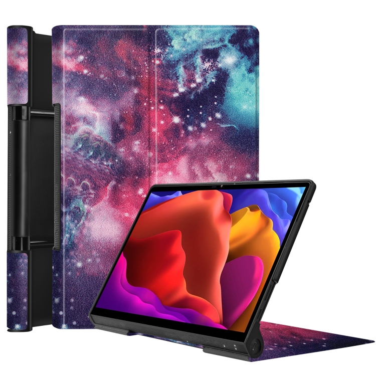 

For Lenovo Yoga Pad Pro 13 inch YF K606F Custer Texture Coloured Drawing Pattern Horizontal Flip PU Leather Case with Holder(Milky Way Nebula)