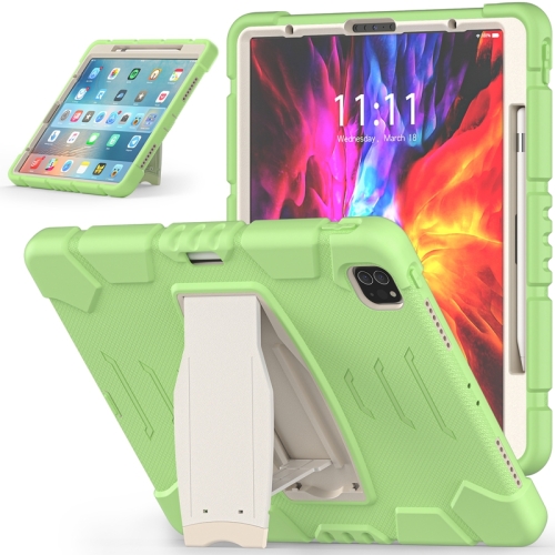

3-Layer Protection Screen Frame + PC + Silicone Shockproof Combination Tablet Case with Holder For iPad Pro 12.9 2020(Matcha Green)