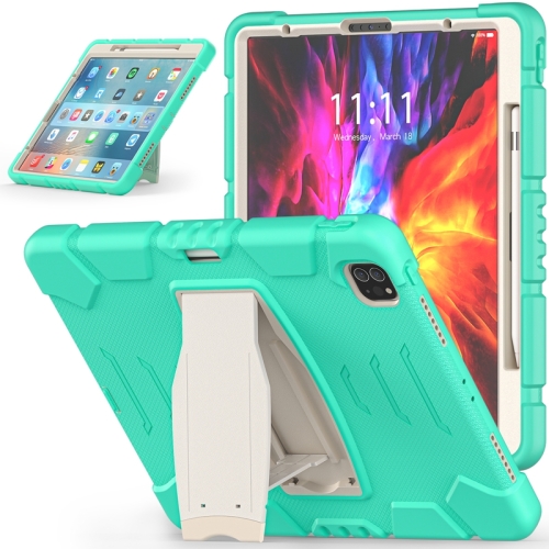 

3-Layer Protection Screen Frame + PC + Silicone Shockproof Combination Tablet Case with Holder For iPad Pro 12.9 2020(Mint Green)