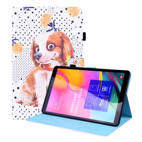 

For Samsung Galaxy Tab A 10.1 2019 SM-T515 / SM-T510 Animal Pattern Horizontal Flip Leather Case with Holder & Card Slots & Photo Frame(Little Flower Dog)