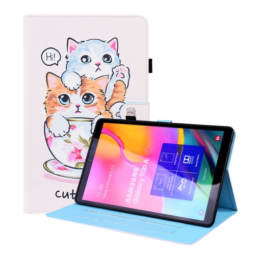 

For Samsung Galaxy Tab A 10.1 2019 SM-T515 / SM-T510 Animal Pattern Horizontal Flip Leather Case with Holder & Card Slots & Photo Frame(Cat Brothers)