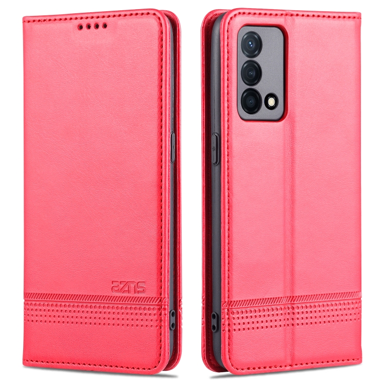 

For OPPO K9 5G AZNS Magnetic Calf Texture Horizontal Flip Leather Case with Card Slots & Holder & Wallet(Red)
