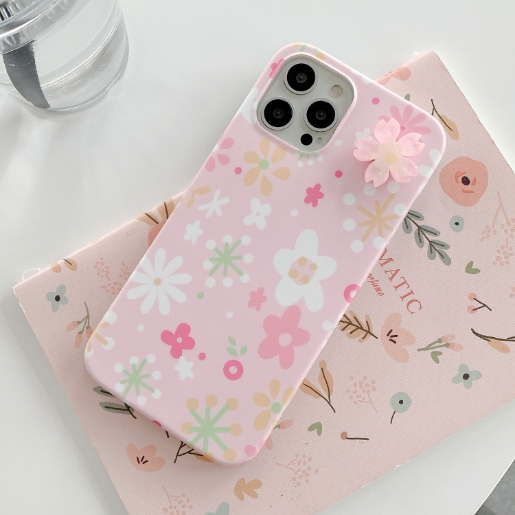 

Rotating Flower Floral Pattern Soft TPU Protective Case For iPhone 12 / 12 Pro(Pink)