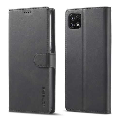 

For Samsung Galaxy A22 5G LC.IMEEKE Calf Texture Horizontal Flip Leather Case with Holder & Card Slots & Wallet(Black)