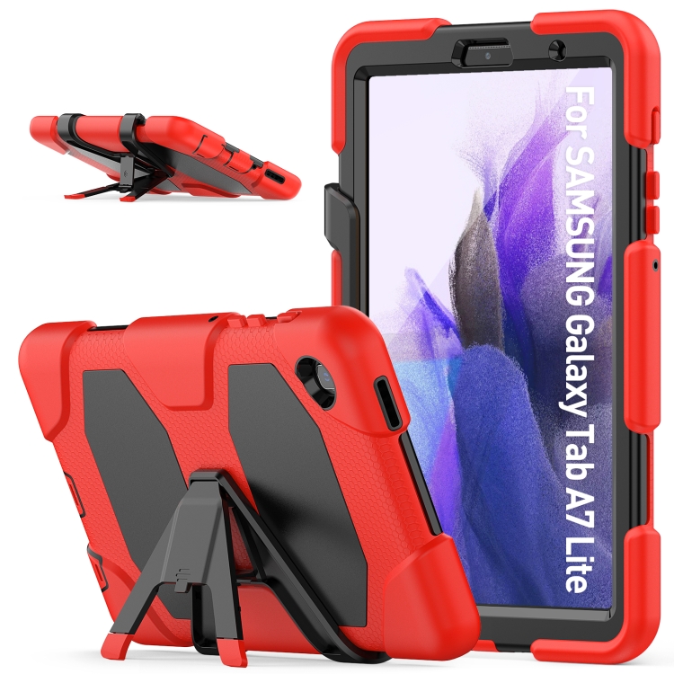 

For Samsung Galaxy A7 Lite 8.7 2021 T220 / T225 Shockproof Colorful Silicon + PC Protective Case with Holder & Pen Slot(Red)