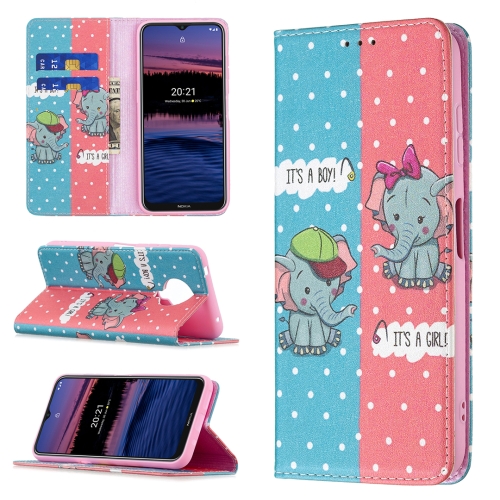 

For Nokia X10 / X20 Colored Drawing Pattern Invisible Magnetic Horizontal Flip PU Leather Case with Holder & Card Slots & Wallet(Elephant)