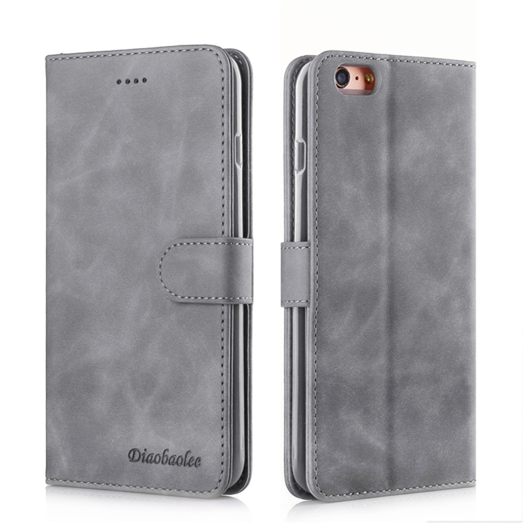 

For iPhone 6 Plus / 6s Plus Diaobaolee Pure Fresh Texture Horizontal Flip Leather Case, with Holder & Card Slot & Wallet & Photo Frame(Grey)