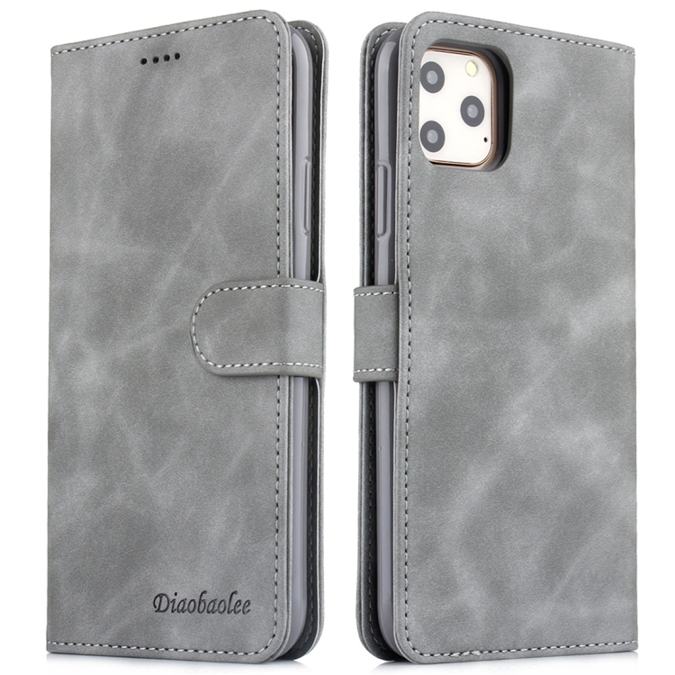 

For iPhone 11 Pro Diaobaolee Pure Fresh Texture Horizontal Flip Leather Case, with Holder & Card Slot & Wallet & Photo Frame(Grey)