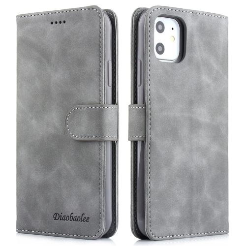 

For iPhone 11 Diaobaolee Pure Fresh Texture Horizontal Flip Leather Case, with Holder & Card Slot & Wallet & Photo Frame(Grey)