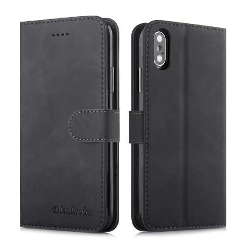 

For iPhone X / XS Diaobaolee Pure Fresh Texture Horizontal Flip Leather Case, with Holder & Card Slot & Wallet & Photo Frame(Black)