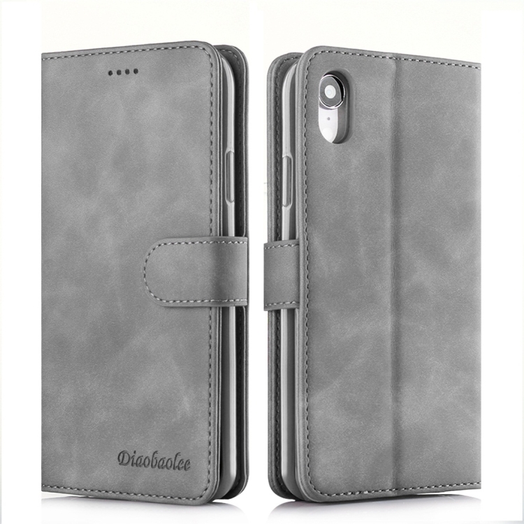 

For iPhone XR Diaobaolee Pure Fresh Texture Horizontal Flip Leather Case, with Holder & Card Slot & Wallet & Photo Frame(Grey)