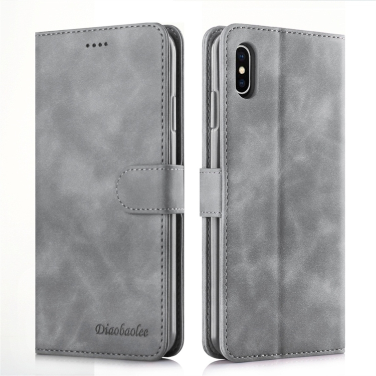 

For iPhone XS Max Diaobaolee Pure Fresh Texture Horizontal Flip Leather Case, with Holder & Card Slot & Wallet & Photo Frame(Grey)