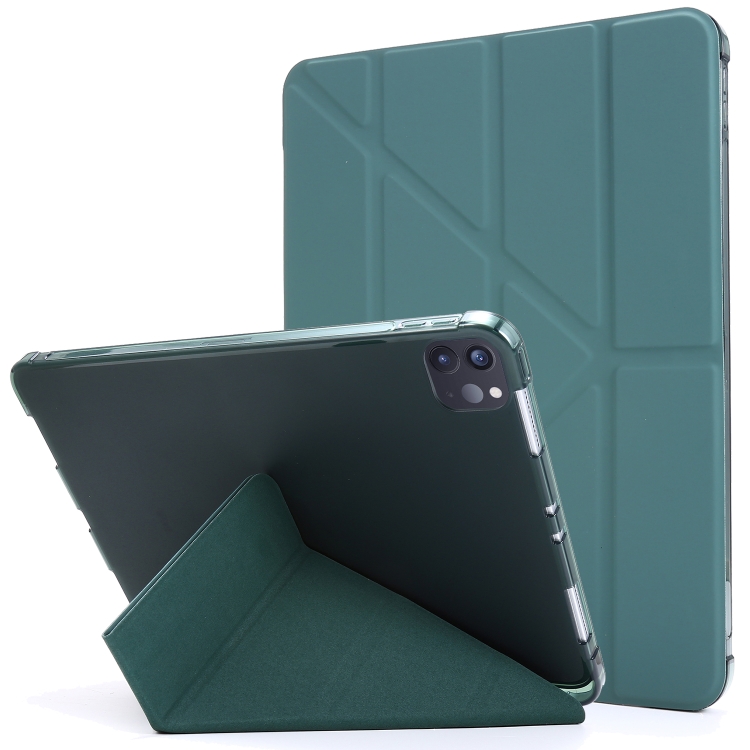 

Multi-folding Horizontal Flip PU Leather + Shockproof TPU Case with Holder & Pen Slot For iPad Pro 11 2021(Deep Green)