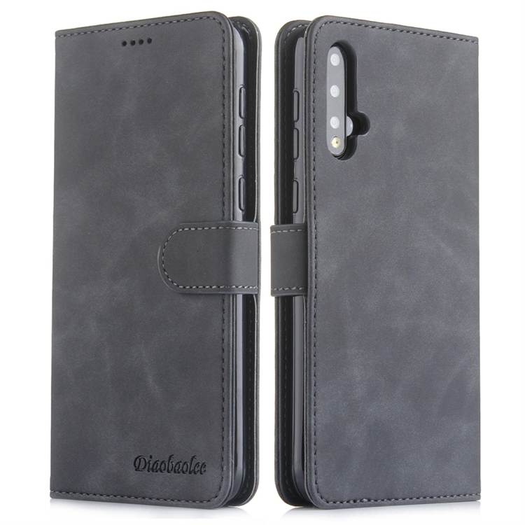 

For Huawei Nova 5 Diaobaolee Pure Fresh Texture Horizontal Flip Leather Case, with Holder & Card Slot & Wallet & Photo Frame(Black)