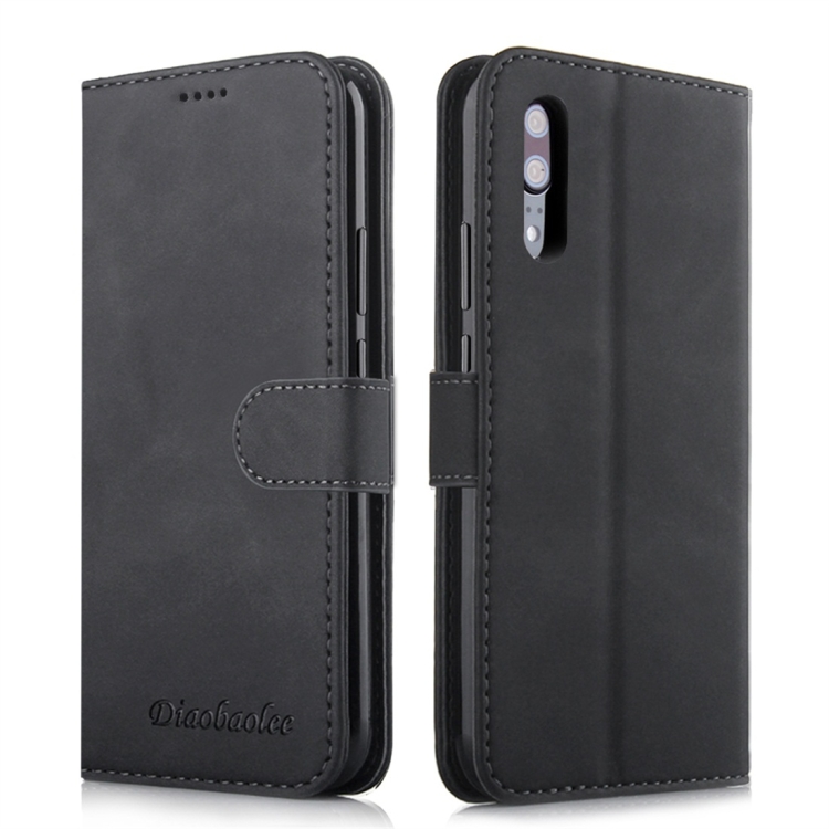 

For Huawei P20 Diaobaolee Pure Fresh Texture Horizontal Flip Leather Case, with Holder & Card Slot & Wallet & Photo Frame(Black)