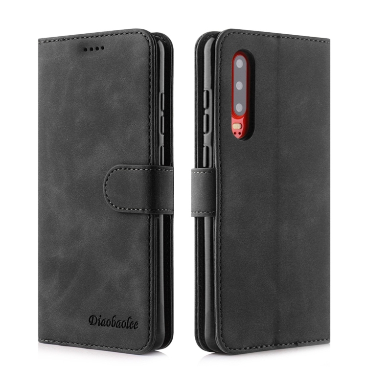 

For Huawei P30 Diaobaolee Pure Fresh Texture Horizontal Flip Leather Case, with Holder & Card Slot & Wallet & Photo Frame(Black)