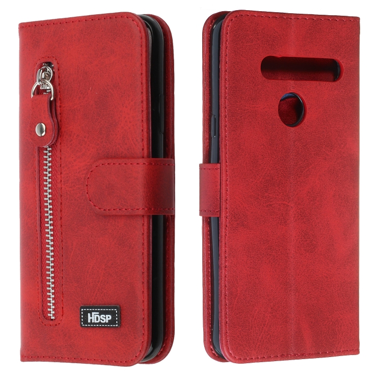

For LG G8s ThinQ Zipper Horizontal Flip Leather Case with Wallet & Holder & Card Slots(Red)