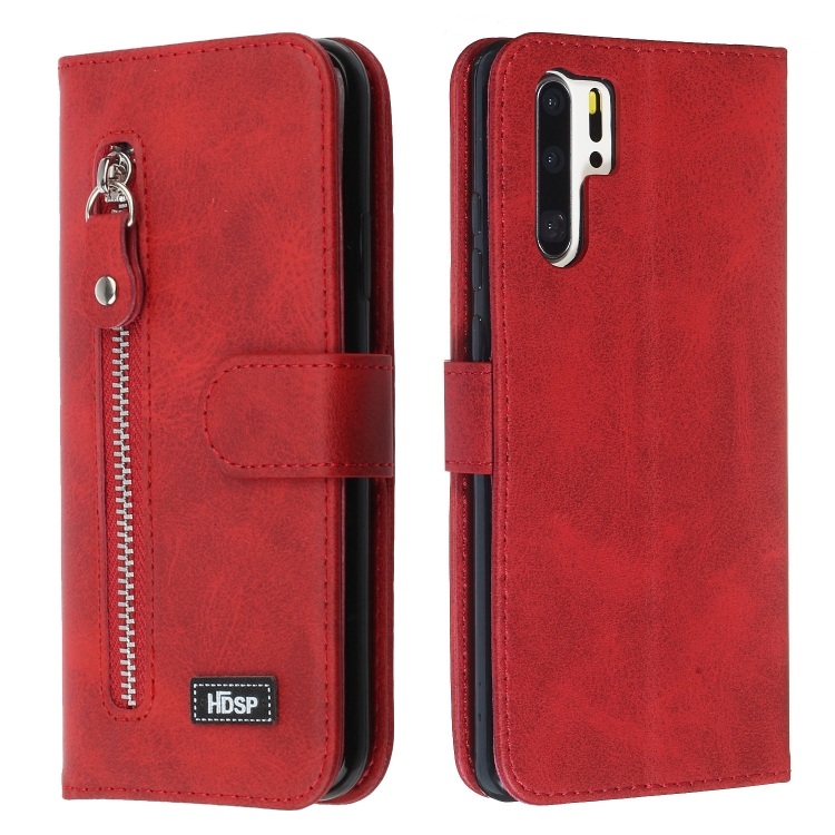 

For Huawei P30 Pro Zipper Horizontal Flip Leather Case with Wallet & Holder & Card Slots(Red)