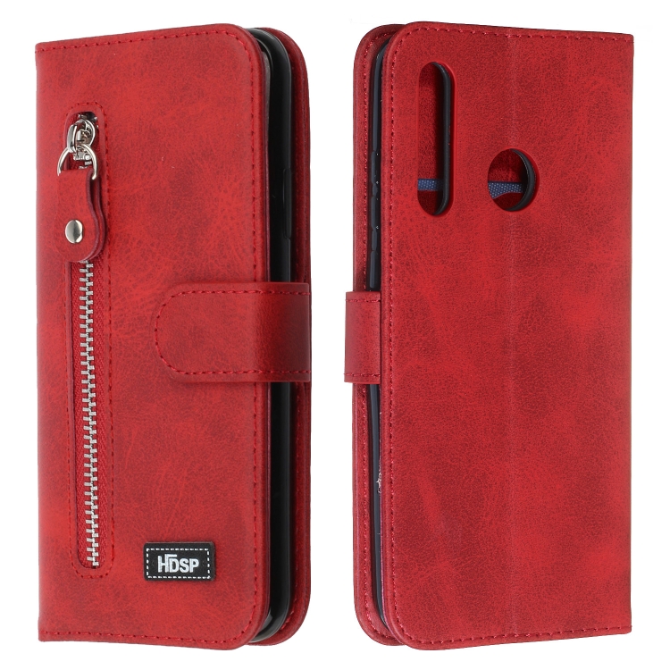 

For Huawei P Smart Z Zipper Horizontal Flip Leather Case with Wallet & Holder & Card Slots(Red)