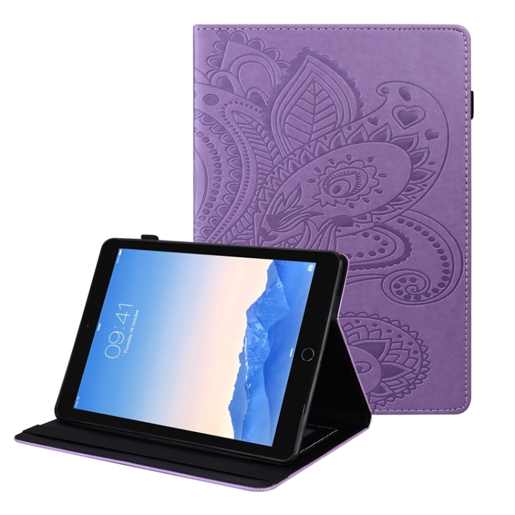 

Peacock Tail Embossing Pattern Horizontal Flip Leather Case with Holder & Card Slots & Wallet & Anti Skid Strip For iPad 9.7 2018 / 2017(Purple)