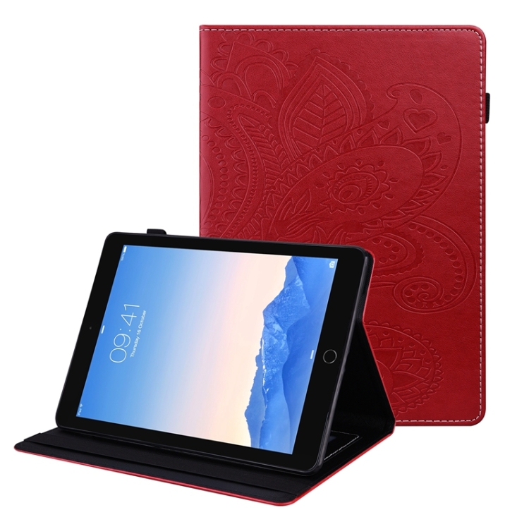

Peacock Tail Embossing Pattern Horizontal Flip Leather Case with Holder & Card Slots & Wallet & Anti Skid Strip Function For iPad 9.7 2018 / 2017(Red)