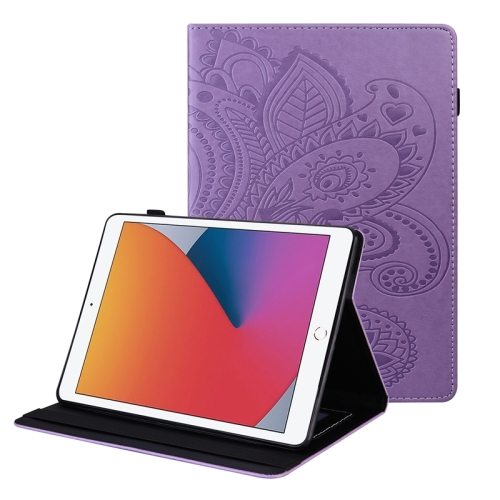 

Peacock Tail Embossing Pattern Horizontal Flip Leather Case with Holder & Card Slots & Wallet & Anti Skid Strip & Wake-up / Sleep Function For iPad 10.2 2020 /2019(Purple)