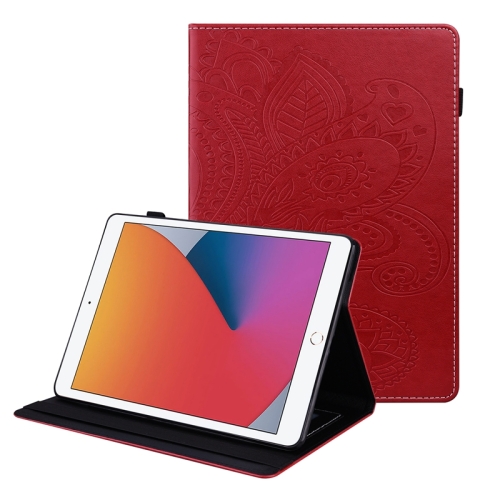 

Peacock Tail Embossing Pattern Horizontal Flip Leather Case with Holder & Card Slots & Wallet & Anti Skid Strip & Wake-up / Sleep Function For iPad 10.2 2020 /2019(Red)