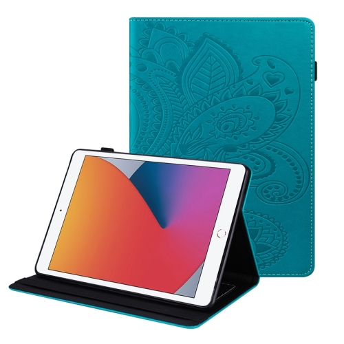 

Peacock Tail Embossing Pattern Horizontal Flip Leather Case with Holder & Card Slots & Wallet & Anti Skid Strip & Wake-up / Sleep Function For iPad 10.2 2020 /2019(Blue)