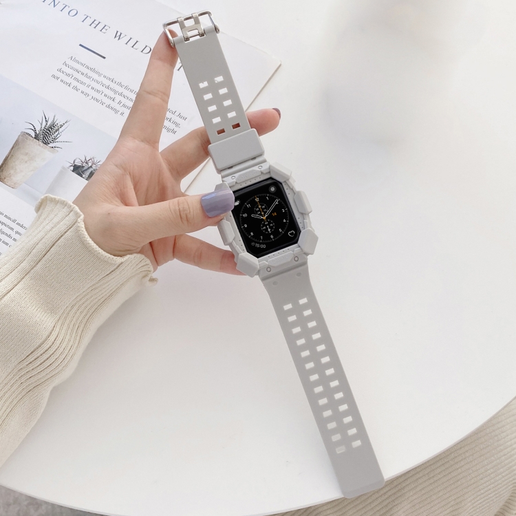 

Solid Color Integrated TPU Replacement Strap Watchband For Apple Watch Series 6 & SE & 5 & 4 40mm / 3 & 2 & 1 38mm(Grey)