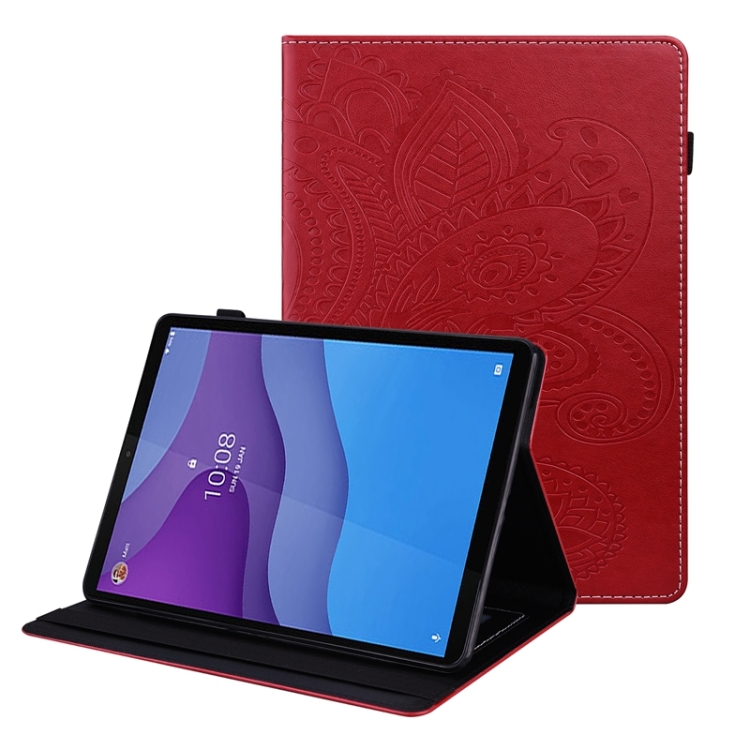 

For Lenovo Tab M10 HD Gen 2 Peacock Tail Embossing Pattern Horizontal Flip Leather Case with Holder & Card Slots & Wallet & Anti Skid Strip(Red)