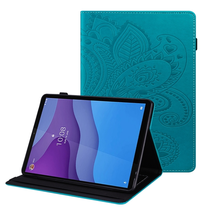 

For Lenovo Tab M10 HD Gen 2 Peacock Tail Embossing Pattern Horizontal Flip Leather Case with Holder & Card Slots & Wallet & Anti Skid Strip(Blue)