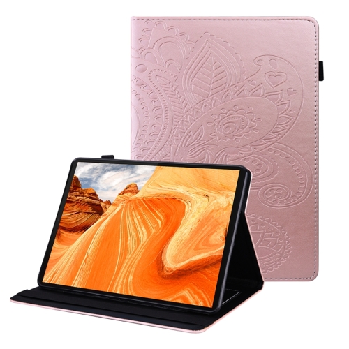 

For Lenovo M10 Plus X606F Peacock Tail Embossing Pattern Horizontal Flip Leather Case with Holder & Card Slots & Wallet & Anti Skid Strip(Rose Gold)