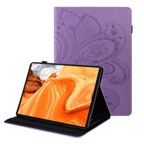 

For Lenovo M10 Plus X606F Peacock Tail Embossing Pattern Horizontal Flip Leather Case with Holder & Card Slots & Wallet & Anti Skid Strip(Purple)