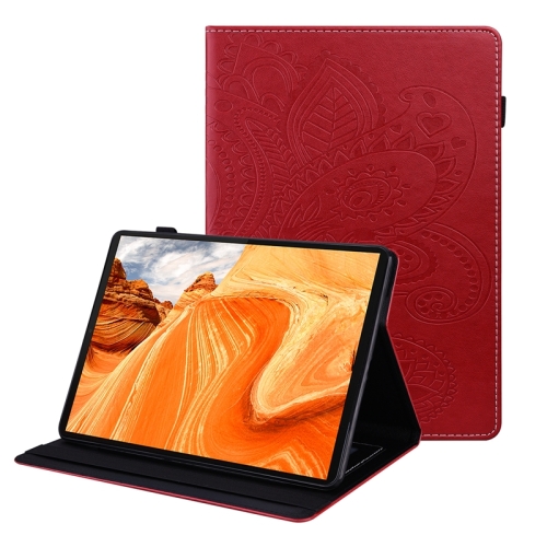 

For Lenovo M10 Plus X606F Peacock Tail Embossing Pattern Horizontal Flip Leather Case with Holder & Card Slots & Wallet & Anti Skid Strip(Red)