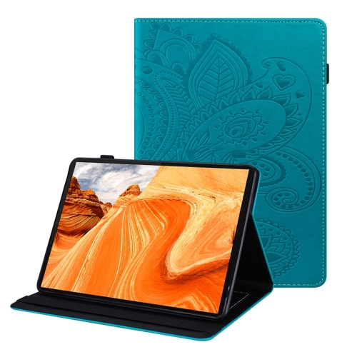 

For Lenovo M10 Plus X606F Peacock Tail Embossing Pattern Horizontal Flip Leather Case with Holder & Card Slots & Wallet & Anti Skid Strip(Blue)