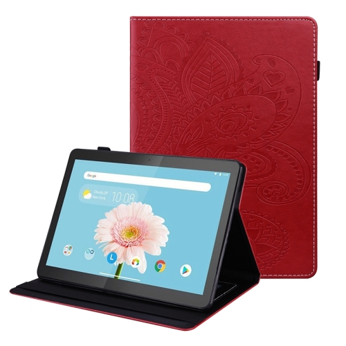 

For Lenovo M10 X605F/X505F Peacock Tail Embossing Pattern Horizontal Flip Leather Case with Holder & Card Slots & Wallet & Anti Skid Strip(Red)