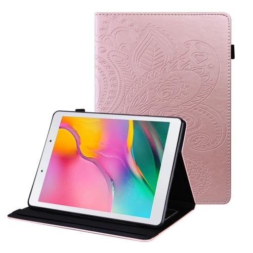 

For Samsung Galaxy Tab A 8.0 2019 T290 Peacock Tail Embossing Pattern Horizontal Flip Leather Case with Holder & Card Slots & Wallet & Anti Skid Strip(Rose Gold)