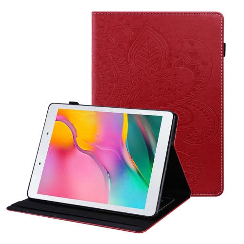 

For Samsung Galaxy Tab A 8.0 2019 T290 Peacock Tail Embossing Pattern Horizontal Flip Leather Case with Holder & Card Slots & Wallet & Anti Skid Strip(Red)