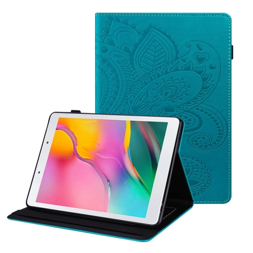 

For Samsung Galaxy Tab A 8.0 2019 T290 Peacock Tail Embossing Pattern Horizontal Flip Leather Case with Holder & Card Slots & Wallet & Anti Skid Strip(Blue)