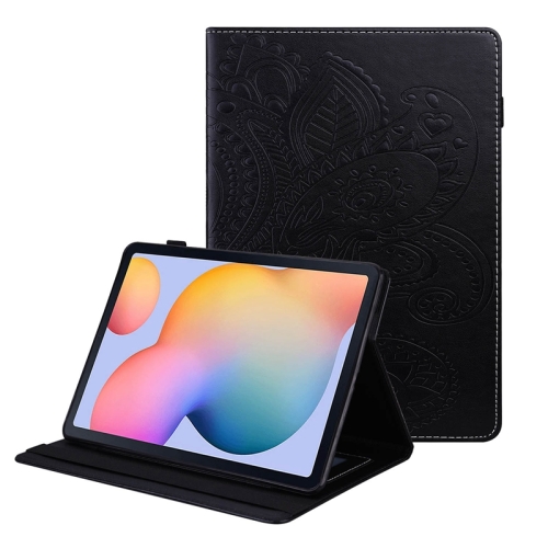 

For Samsung Galaxy Tab S6 Lite P610 Peacock Tail Embossing Pattern Horizontal Flip Leather Case with Holder & Card Slots & Wallet & Anti Skid Strip(Black)
