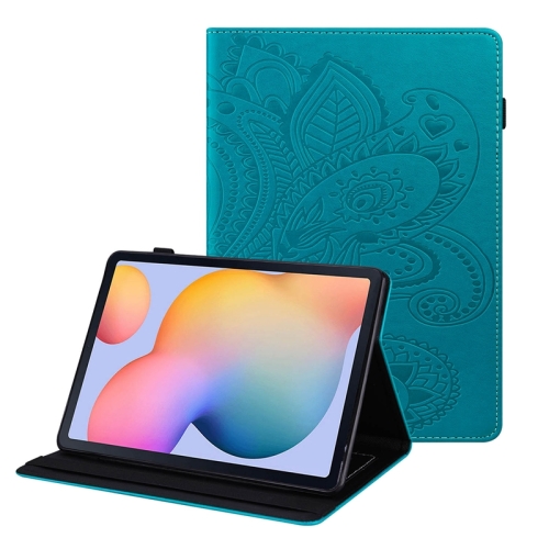 

For Samsung Galaxy Tab S6 Lite P610 Peacock Tail Embossing Pattern Horizontal Flip Leather Case with Holder & Card Slots & Wallet & Anti Skid Strip(Blue)