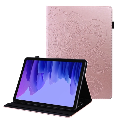 

For Samsung Galaxy Tab A7 10.4 2020 T500 Peacock Tail Embossing Pattern Horizontal Flip Leather Case with Holder & Card Slots & Wallet & Anti Skid Strip(Rose Gold)