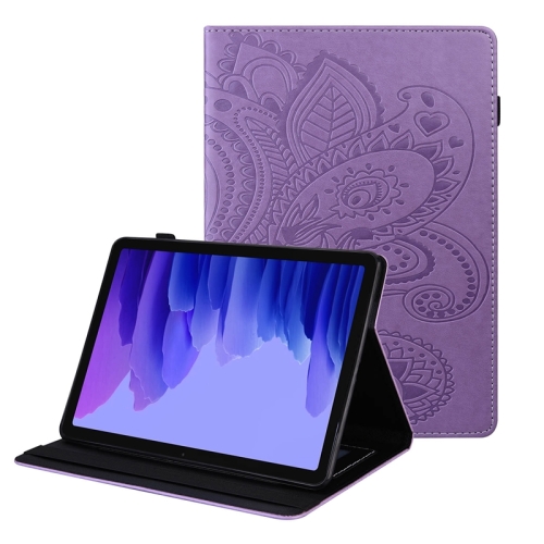 

For Samsung Galaxy Tab A7 10.4 2020 T500 Peacock Tail Embossing Pattern Horizontal Flip Leather Case with Holder & Card Slots & Wallet & Anti Skid Strip(Purple)