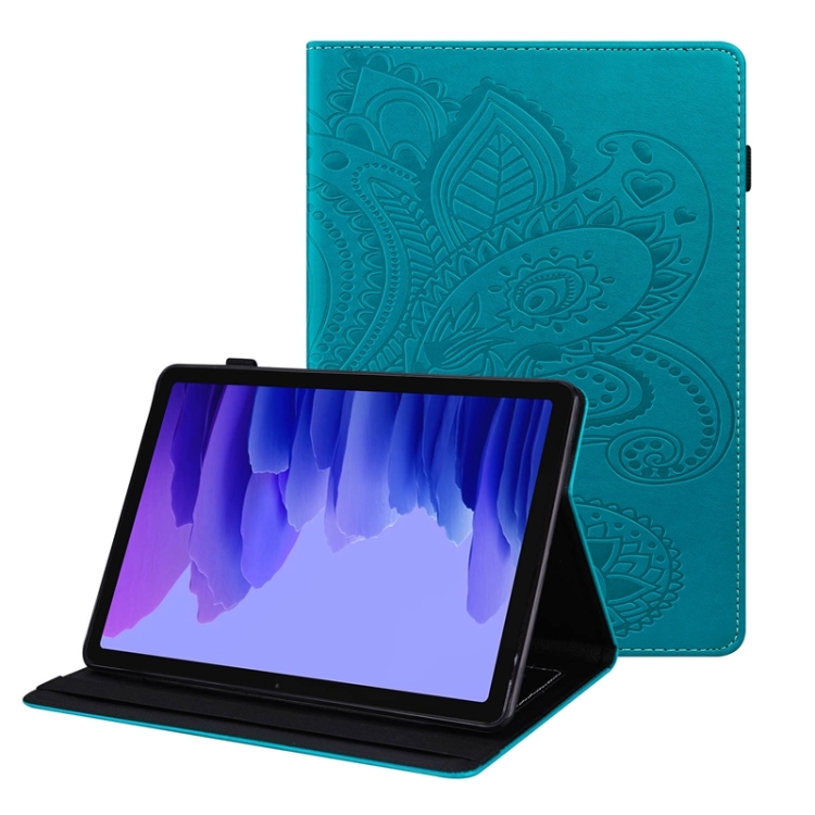 

For Samsung Galaxy Tab A7 10.4 2020 T500 Peacock Tail Embossing Pattern Horizontal Flip Leather Case with Holder & Card Slots & Wallet & Anti Skid Strip(Blue)