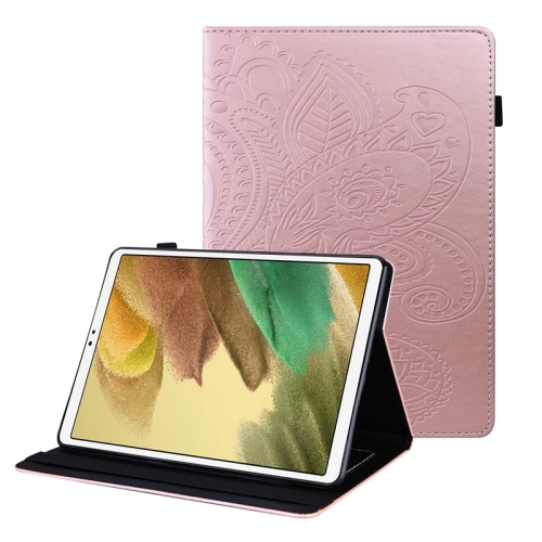 

For Samsung Galaxy Tab A7 Lite Peacock Tail Embossing Pattern Horizontal Flip Leather Case with Holder & Card Slots & Wallet & Anti Skid Strip(Rose Gold)