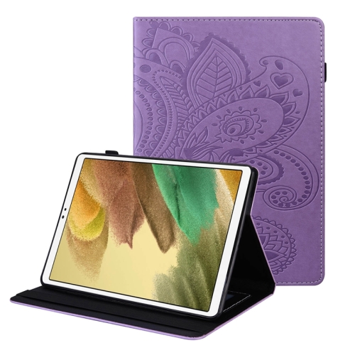 

For Samsung Galaxy Tab A7 Lite Peacock Tail Embossing Pattern Horizontal Flip Leather Case with Holder & Card Slots & Wallet & Anti Skid Strip(Purple)