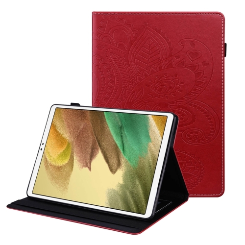 

For Samsung Galaxy Tab A7 Lite Peacock Tail Embossing Pattern Horizontal Flip Leather Case with Holder & Card Slots & Wallet & Anti Skid Strip(Red)