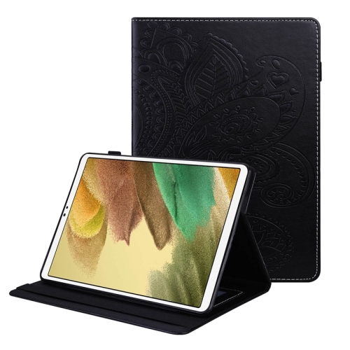 

For Samsung Galaxy Tab A7 Lite Peacock Tail Embossing Pattern Horizontal Flip Leather Case with Holder & Card Slots & Wallet & Anti Skid Strip(Black)