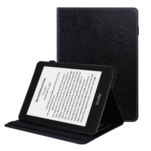 

For Amazon Kindle Paperwhite 4/3/2/1 Peacock Tail Embossing Pattern Horizontal Flip Leather Case with Holder & Card Slots & Wallet & Anti Skid Strip(Black)