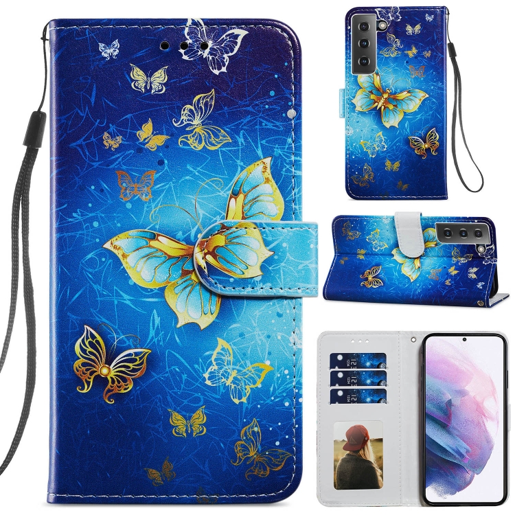 

For Samsung Galaxy S21 5G Painted Pattern Horizontal Flip Leather Case with Holder & Card Slots & Photo Frame(Phnom Penh Butterfly)